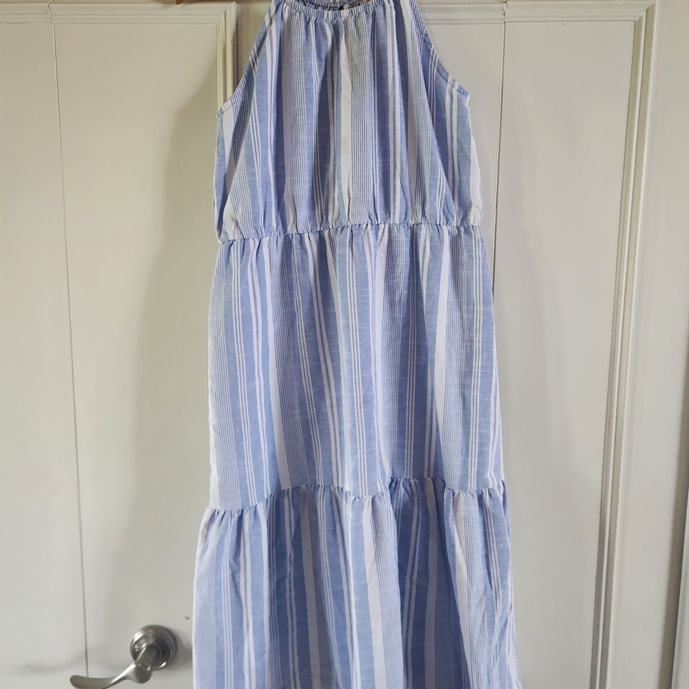wonder nation light blue and white striped sundress